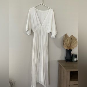 White boho midi dress